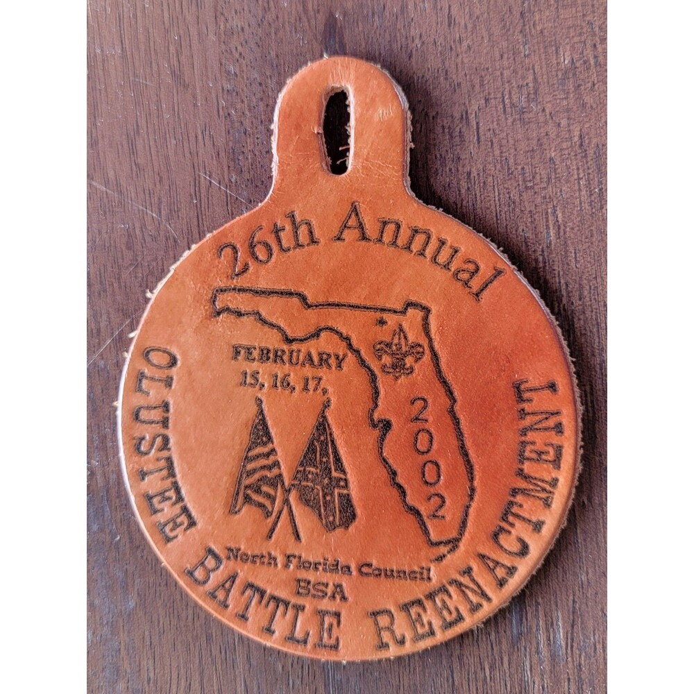 2002 BSA North Florida Council Olustee Battle Reenactment Leather Patch EUC
